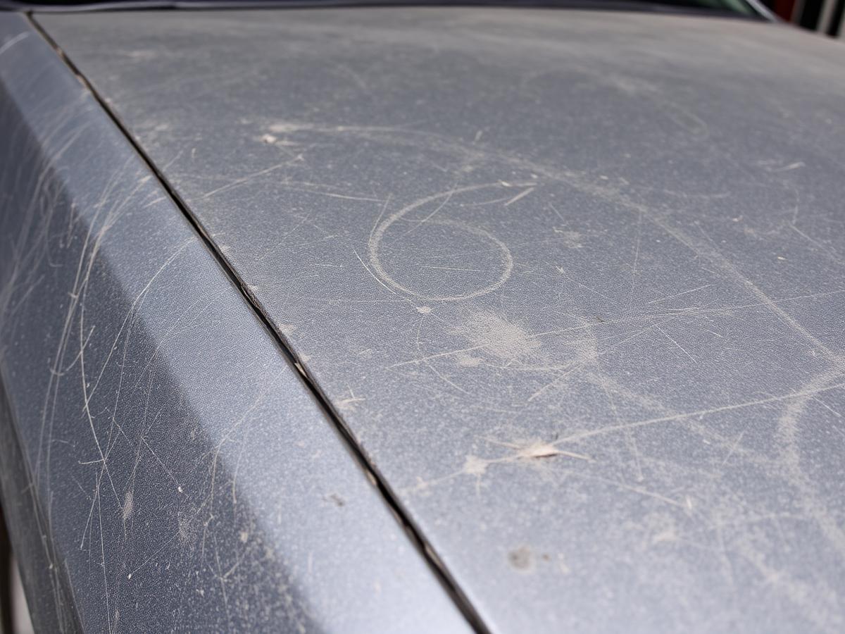 Dull scratched car paint before detailing